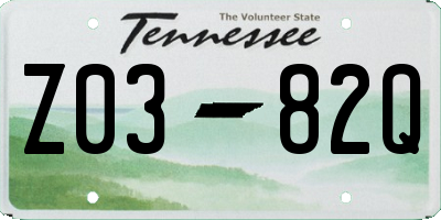 TN license plate Z0382Q