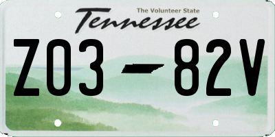 TN license plate Z0382V