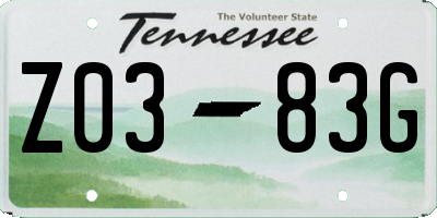 TN license plate Z0383G