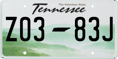 TN license plate Z0383J