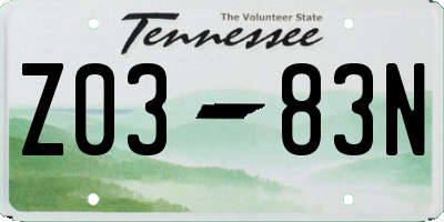 TN license plate Z0383N