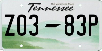 TN license plate Z0383P