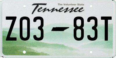 TN license plate Z0383T