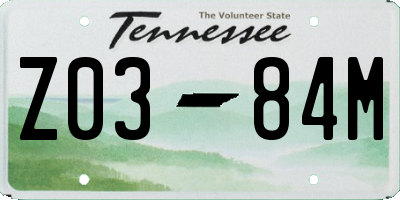 TN license plate Z0384M