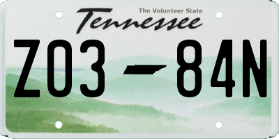 TN license plate Z0384N