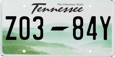 TN license plate Z0384Y