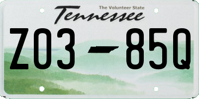 TN license plate Z0385Q