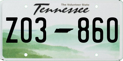 TN license plate Z0386O