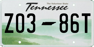 TN license plate Z0386T