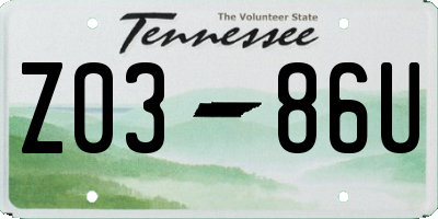 TN license plate Z0386U