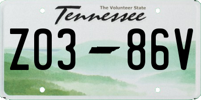 TN license plate Z0386V