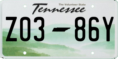 TN license plate Z0386Y