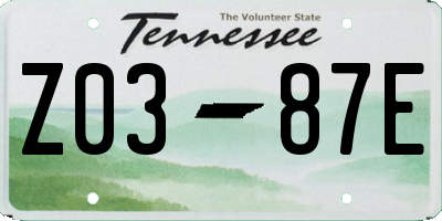 TN license plate Z0387E