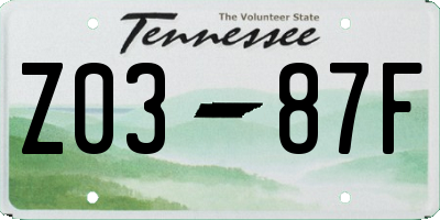 TN license plate Z0387F