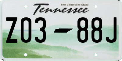 TN license plate Z0388J