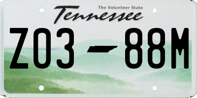TN license plate Z0388M