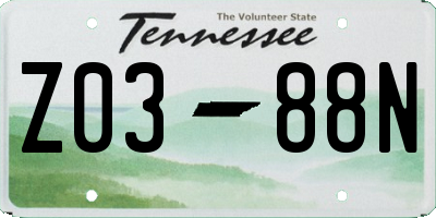 TN license plate Z0388N