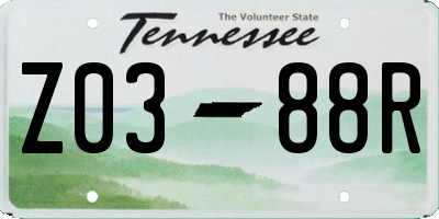 TN license plate Z0388R