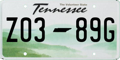 TN license plate Z0389G
