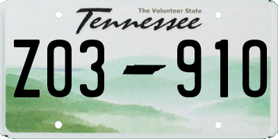 TN license plate Z0391O