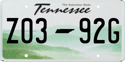 TN license plate Z0392G
