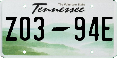 TN license plate Z0394E