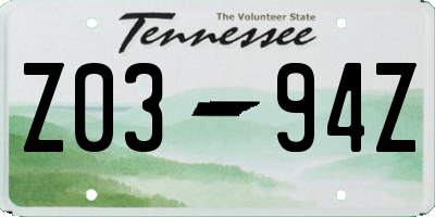 TN license plate Z0394Z