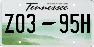 TN license plate Z0395H