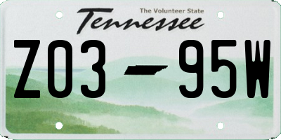 TN license plate Z0395W