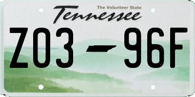 TN license plate Z0396F