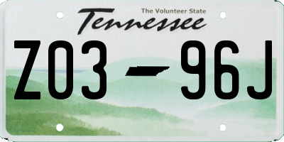 TN license plate Z0396J