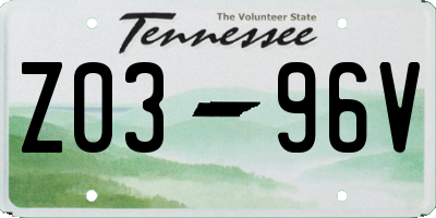 TN license plate Z0396V