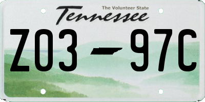TN license plate Z0397C