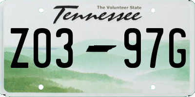 TN license plate Z0397G