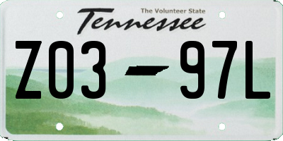 TN license plate Z0397L