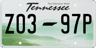 TN license plate Z0397P