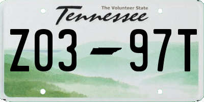TN license plate Z0397T