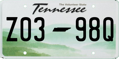 TN license plate Z0398Q