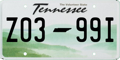 TN license plate Z0399I