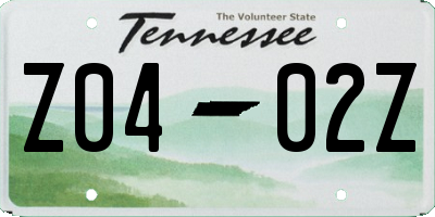 TN license plate Z0402Z