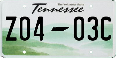 TN license plate Z0403C