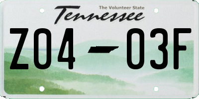 TN license plate Z0403F