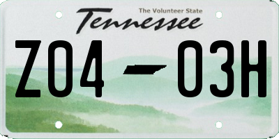 TN license plate Z0403H