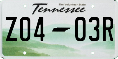 TN license plate Z0403R