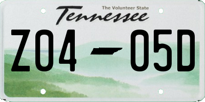 TN license plate Z0405D
