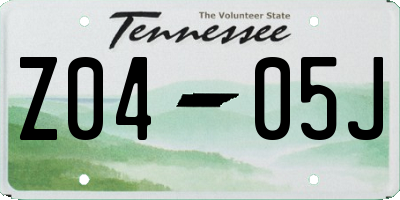 TN license plate Z0405J