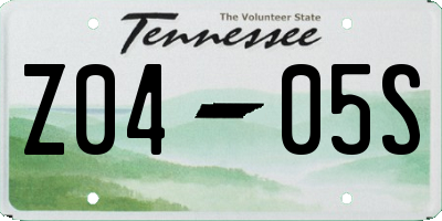 TN license plate Z0405S