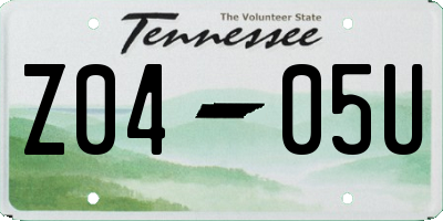 TN license plate Z0405U