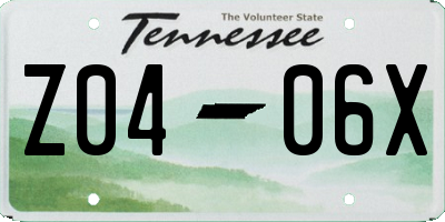 TN license plate Z0406X