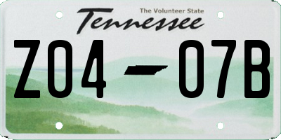TN license plate Z0407B